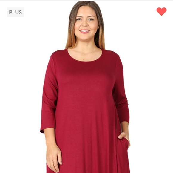 3/4 sleeve round neck dress - Picture 2 of 4
